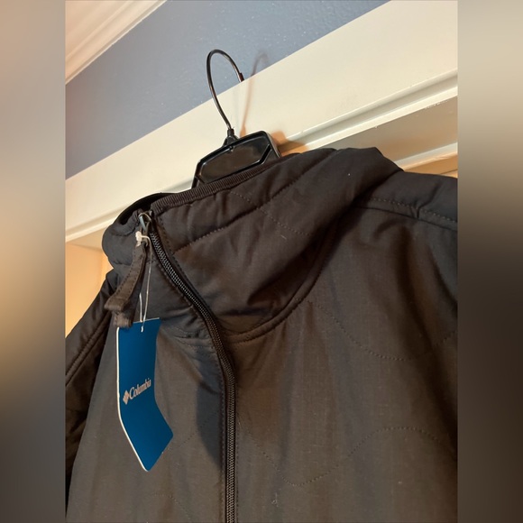 Womens Large Columbia Crystal Crest Quilted Jacket Black Hooded Sherpa Lined - Picture 10 of 16